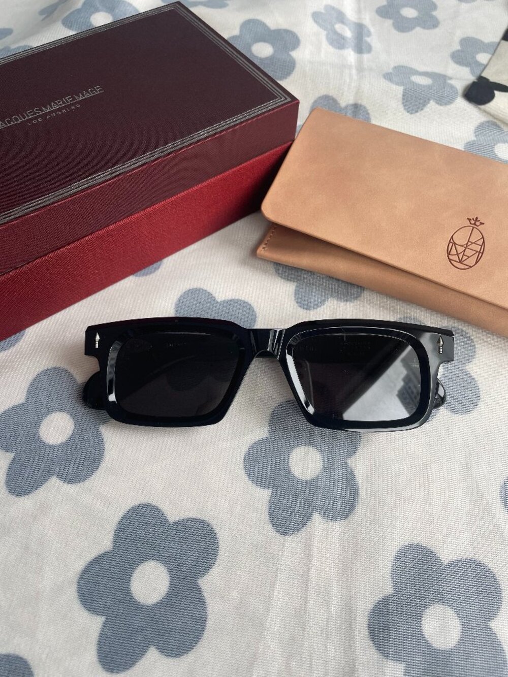 Jacques Marie Mage Black-Frame Rectangular Sunglasses